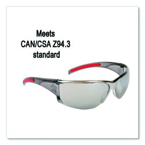 MCR Safety Hulk HK1 Series Safety Glasses, Smoke/Red Full Frame, Mirrored Silver Dual Lens (HK117)
