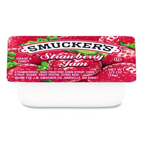 Smucker's Jelly/Jam Plastic Portion Control Cups, Strawberry, 0.5 oz Cup, 200/Carton (00767)