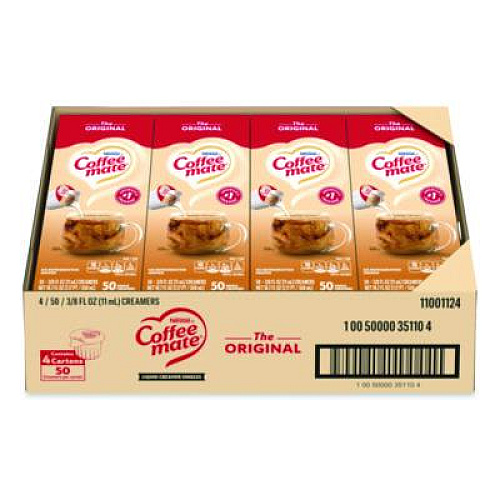 Coffee mate Liquid Coffee Creamer, Original, 0.38 oz Mini Cups, 50/Box, 4 Boxes/Carton (35110CT)
