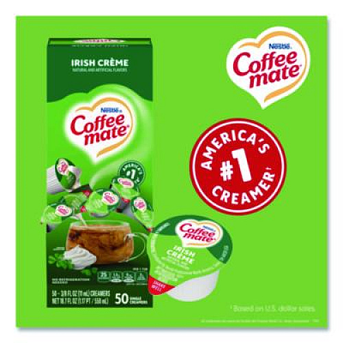 Coffee mate Liquid Coffee Creamer, Irish Cream, 0.38 oz Mini Cups, 50/Box (35112)