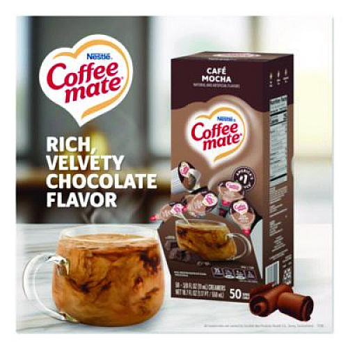 Coffee mate Liquid Coffee Creamer, Cafe Mocha, 0.38 oz Mini Cups, 50/Box (35115)