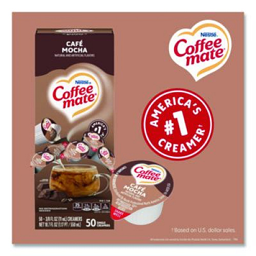 Coffee mate Liquid Coffee Creamer, Cafe Mocha, 0.38 oz Mini Cups, 50/Box (35115)