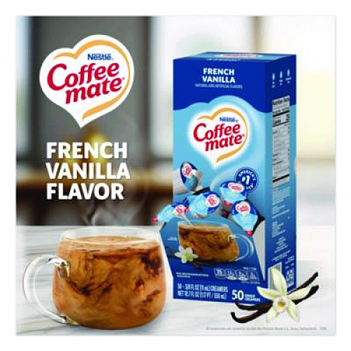 Coffee mate Liquid Coffee Creamer, French Vanilla, 0.38 oz Mini Cups, 50/Box, 4 Boxes/Carton (35170CT)