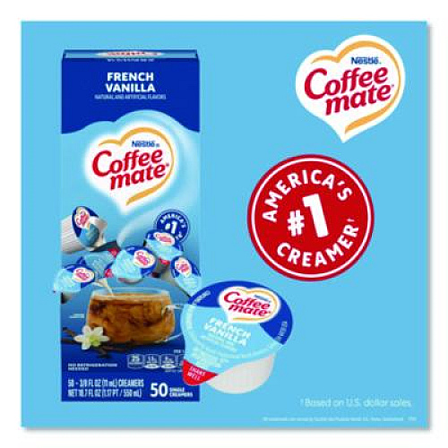 Coffee mate Liquid Coffee Creamer, French Vanilla, 0.38 oz Mini Cups, 50/Box, 4 Boxes/Carton (35170CT)