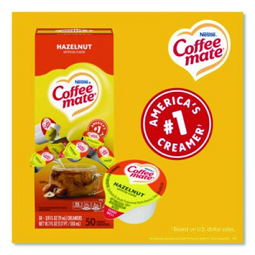 Coffee mate Liquid Coffee Creamer, Hazelnut, 0.38 oz Mini Cups, 50/Box (35180BX)