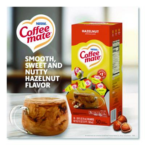 Coffee mate Liquid Coffee Creamer, Hazelnut, 0.38 oz Mini Cups, 50/Box, 4 Boxes/Carton (35180CT)