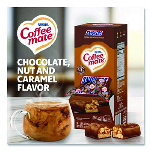 Coffee mate Liquid Coffee Creamer, Snickers, 0.38 oz Mini Cups, 50/Box (61425BX)