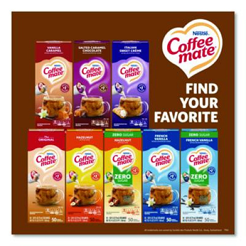 Coffee mate Liquid Coffee Creamer, Snickers, 0.38 oz Mini Cups, 50/Box (61425BX)