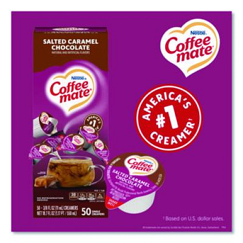 Coffee mate Liquid Coffee Creamer, Salted Caramel Chocolate, 0.38 oz Mini Cups, 50/Box, 4 Boxes/Carton (77197CT)