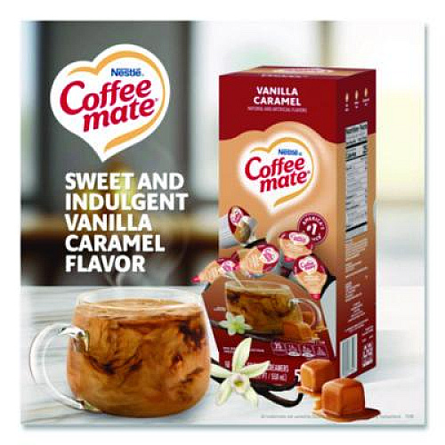 Coffee mate Liquid Coffee Creamer, Vanilla Caramel, 0.38 oz Mini Cups, 50/Box, 4 Boxes/Carton (79129CT)