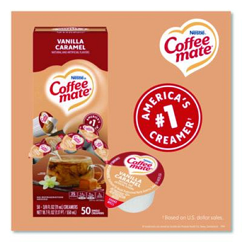 Coffee mate Liquid Coffee Creamer, Vanilla Caramel, 0.38 oz Mini Cups, 50/Box, 4 Boxes/Carton (79129CT)