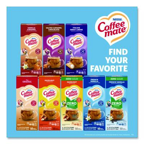 Coffee mate Liquid Coffee Creamer, Zero Sugar French Vanilla, 0.38 oz Mini Cups, 50/Box, 4 Boxes/Carton (91757CT)