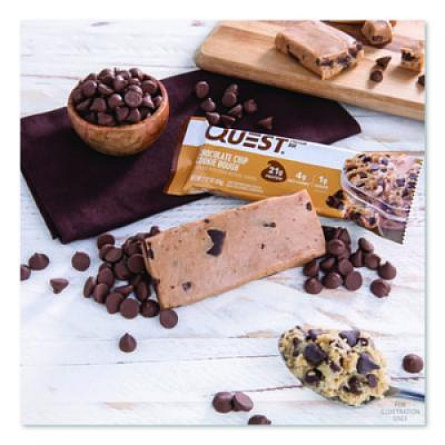Quest Protein Bars, Chocolate Chip Cookie Dough, 2.12 oz Bar, 12 Bars/Box (00003)