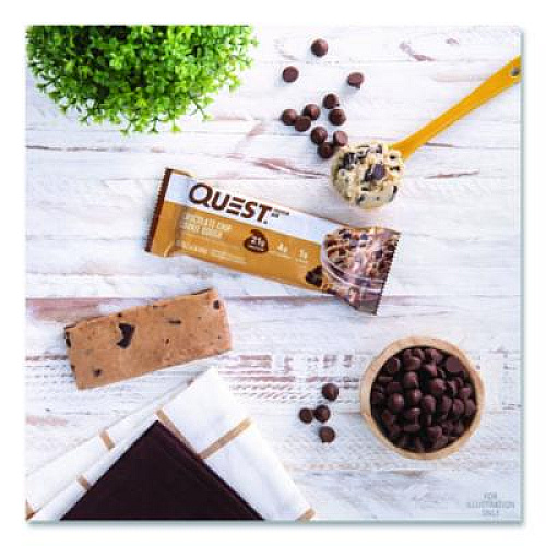 Quest Protein Bars, Chocolate Chip Cookie Dough, 2.12 oz Bar, 12 Bars/Box (00003)