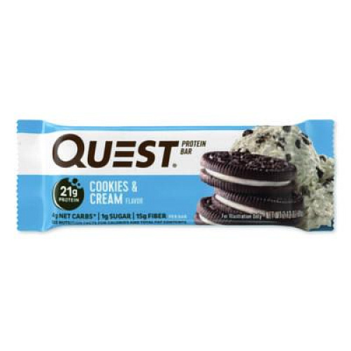 Quest Protein Bars, Cookies and Cream, 2.12 oz Bar, 12 Bars/Box (00018)