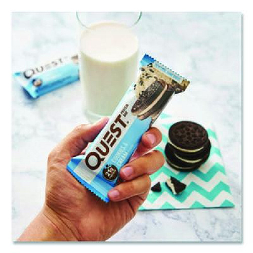 Quest Protein Bars, Cookies and Cream, 2.12 oz Bar, 12 Bars/Box (00018)