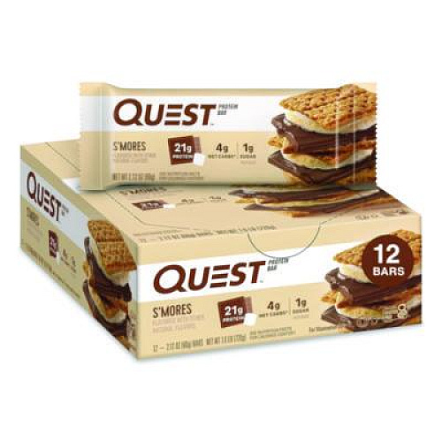Quest Protein Bars, S'mores, 2.12 oz Bar, 12 Bars/Box (00123)