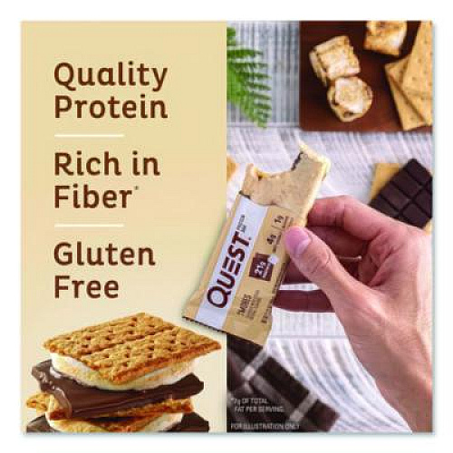 Quest Protein Bars, S'mores, 2.12 oz Bar, 12 Bars/Box (00123)