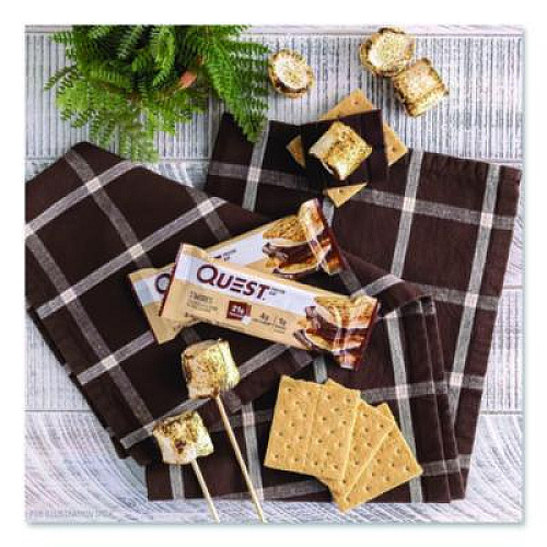 Quest Protein Bars, S'mores, 2.12 oz Bar, 12 Bars/Box (00123)