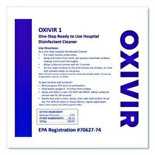 Diversey Oxivir 1 RTU Disinfectant Cleaner, 32 oz Spray Bottle, 12/Carton (100850916)