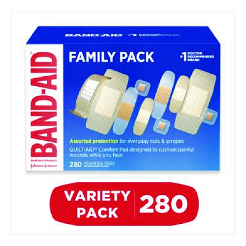 BAND-AID Sheer and Clear Adhesive Bandages, Assorted Sizes, 280/Box (4711)