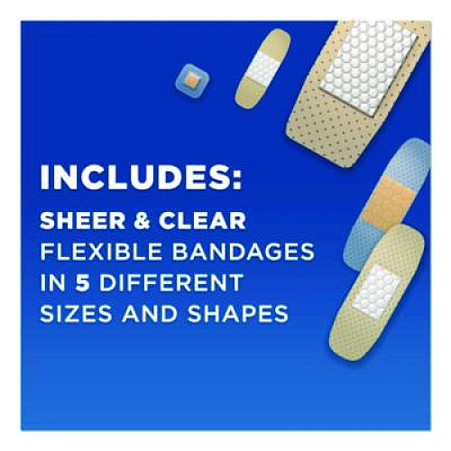 BAND-AID Sheer and Clear Adhesive Bandages, Assorted Sizes, 280/Box (4711)