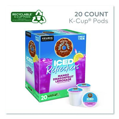 The Original Donut Shop ICED Refreshers K-Cup Pods, Mango Dragonfruit Lemonade, 20/Box (0532)