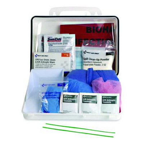 First Aid Only Bloodborne Pathogen Spill Clean Up Kit with CPR Pack, 31 Pieces, Plastic Case (216O)
