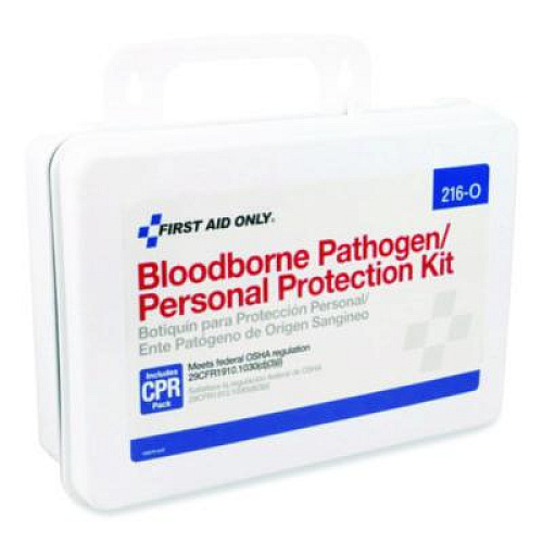 First Aid Only Bloodborne Pathogen Spill Clean Up Kit with CPR Pack, 31 Pieces, Plastic Case (216O)
