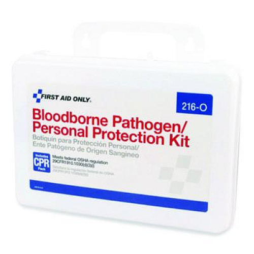 First Aid Only Bloodborne Pathogen Spill Clean Up Kit with CPR Pack, 31 Pieces, Plastic Case (216O)