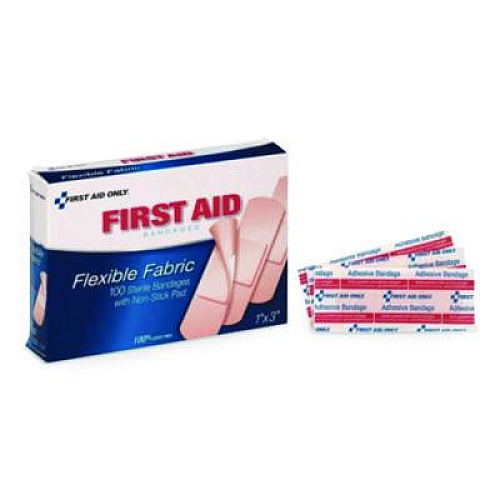First Aid Only Adhesive Plastic Bandages, 1 x 3, 100/Box (90097)