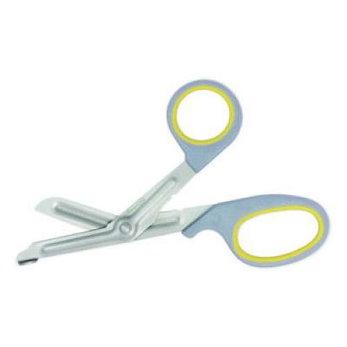 First Aid Only Titanium-Bonded Angled Medical Shears, 7" Long, 3" Cut Length, Crane-Style Gray/Yellow Handle (90292)