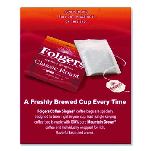 Folgers Coffee Singles, Classic Roast, 0.16 oz Single-Serve Bag, 19/Pack (PRO29764)