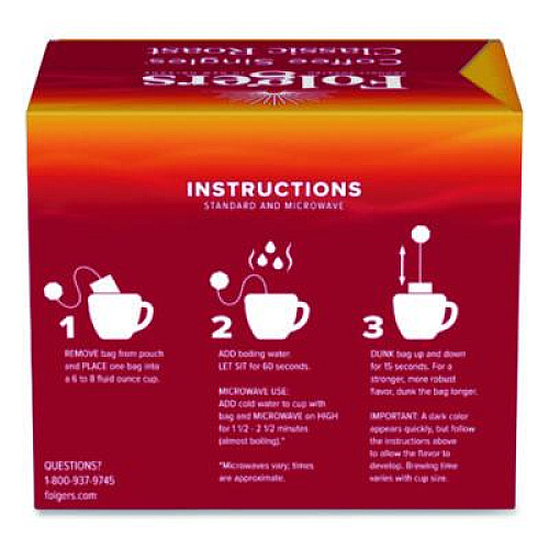 Folgers Coffee Singles, Classic Roast, 0.16 oz Single-Serve Bag, 19/Pack (PRO29764)