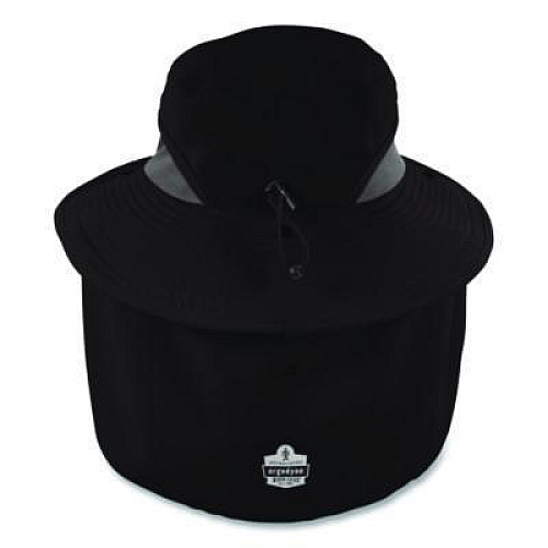 ergodyne Chill-Its 8934 Ranger Hat with Neck Shade, Microfiber/Polyester, Large/X-Large, Black (12726)
