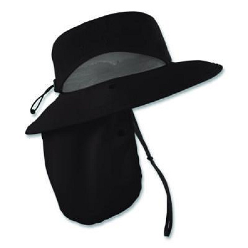 ergodyne Chill-Its 8934 Ranger Hat with Neck Shade, Microfiber/Polyester, Large/X-Large, Black (12726)