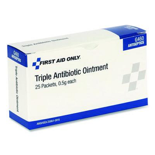 First Aid Only Triple Antibiotic Ointment, 0.03 oz Packet, 25/Box (G460)