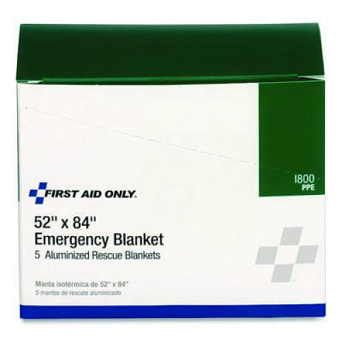 First Aid Only Aluminized Emergency Blanket, 52" x 84", 5/Box (I800)