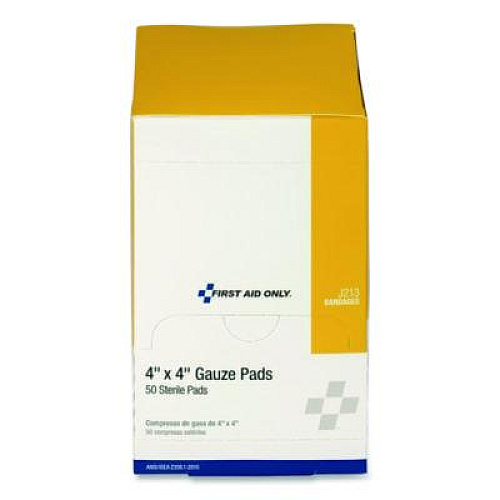 First Aid Only Sterile Gauze Pads, 4 x 4, 50/Box (J213)