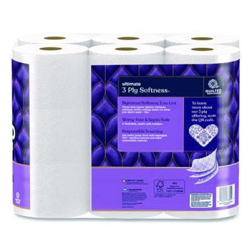 Quilted Northern Ultra Plush Bathroom Tissue, Mega Rolls, Septic Safe, 3-Ply, White, 284 Sheets/Roll, 18 Rolls/Carton (874685)