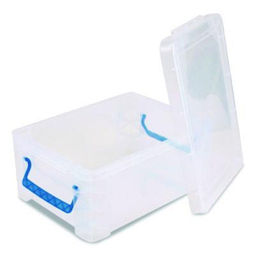Advantus Super Stacker Lift-Off Lid Storage Tote, 14.25 x 10.3 x 6.5, Transparent/Blue (39811)