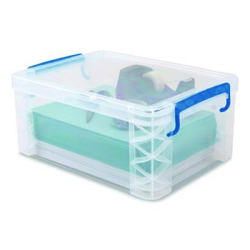 Advantus Super Stacker Lift-Off Lid Storage Tote, 14.25 x 10.3 x 6.5, Transparent/Blue (39811)