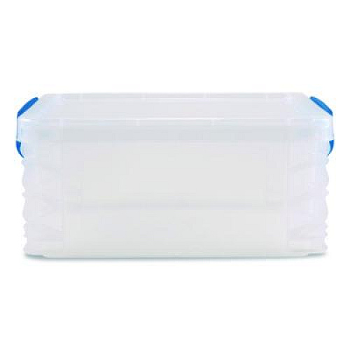 Advantus Super Stacker Lift-Off Lid Storage Tote, 14.25 x 10.3 x 6.5, Transparent/Blue (39811)