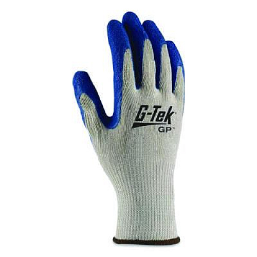 G-Tek GP Latex-Coated Cotton/Polyester Gloves, EN388: 1111, Small, Gray/blue, 12 Pairs (179964)