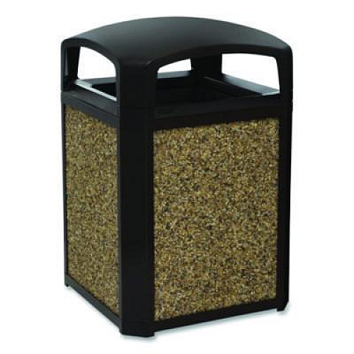 Rubbermaid Commercial Landmark Series Aggregate Panel, For 35 gal Classic Container, 15.7 x 27.9 x 0.38, Stone, River Rock, 4/Carton (4003RIV)