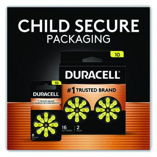 Duracell Hearing Aid Battery, #10, 16/Pack (DA10B16ZM10)