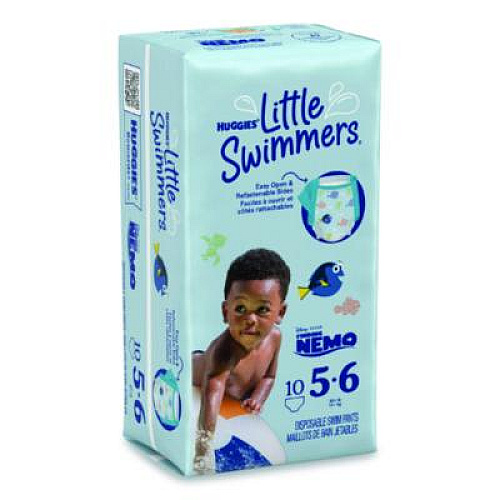 Huggies Little Swimmers, Size 5-6, 32 lbs and Up, 10/Pack, 8 Packs/Carton (18345)