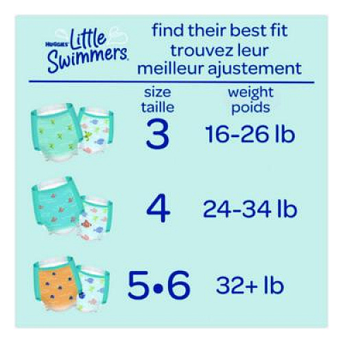 Huggies Little Swimmers, Size 5-6, 32 lbs and Up, 10/Pack, 8 Packs/Carton (18345)