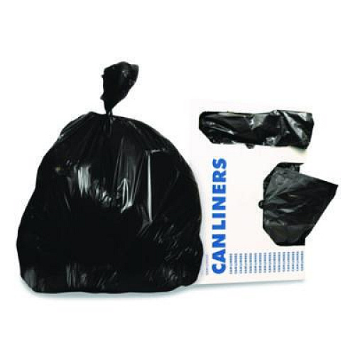 Heritage Linear Low-Density Can Liners, 45 gal, 4 mil, 40" x 46", Black, Flat Pack, 50/Carton (2404015)