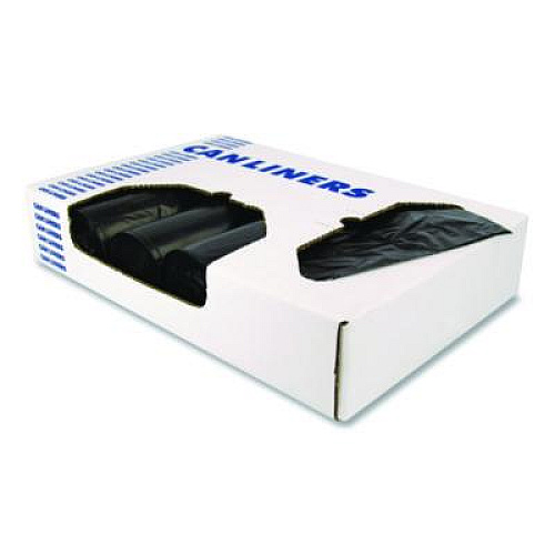 Heritage Low Density Can Liners, 60 gal, 1.7 mil, 38" x 58", Black, Flat Pack, 100/Carton (2597605)